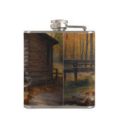 ブラックラブラドールリトリエバーログキャビン秋 フラスク (裏面)