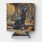 ブラックラブラドールリトリエバーログキャビン秋 缶クーラー (正面)