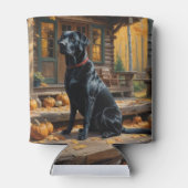 ブラックラブラドールリトリエバーログキャビン秋 缶クーラー (裏面)