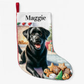 ブラックラブラドールリトリバーフェスティバルホリデードッグ スモールクリスマスストッキング (正面)