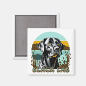 ブラックラブラドールリトリバーヴィンテージ文字 マグネット (正面/裏面)