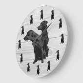 ブラックラブラドールリトリバー大型クロック ラージ壁時計 (傾斜)