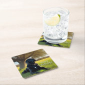 ブラックラブラドールリトリバー誕生日 スクエアペーパーコースター (インサイチュ)