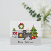 ブラックラブラドールリトリバー – フェスティバルクリスマスルーム ポストカード (スタンド正面)