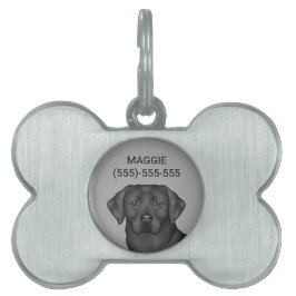 ブラックラブラドールレトリエバーアートキュートラボドッグヘッド ペットネームタグ