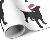 ブラックラブラドールレトリエバーインサンタハットクリスマス ラッピングペーパー (ロールコーナー)