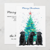 ブラックラブラドールレトリエバークリスマスカートドッグパピー シーズンカード (正面/裏面)