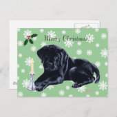 ブラックラブラドールレトリエバークリスマススノーフレーク シーズンポストカード (正面/裏面)
