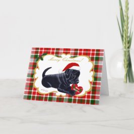 ブラックラブラドールレトリエバークリスマスタータンチェック シーズンカード