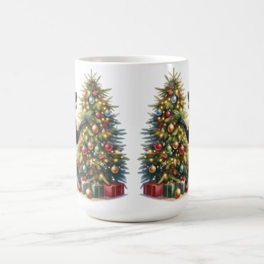 ブラックラブラドールレトリエバークリスマスパピードッグ コーヒーマグカップ (中央)