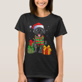 ブラックラブラドールレトリエバークリスマスライトクリスマスラボ Tシャツ (正面)