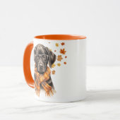 ブラックラブラドールレトリエバーグラスプレイドスカーフ秋 マグカップ (正面左)