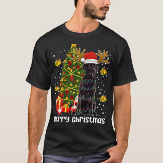 ブラックラブラドールレトリエバーサンタクリスマスツリーリグ Tシャツ