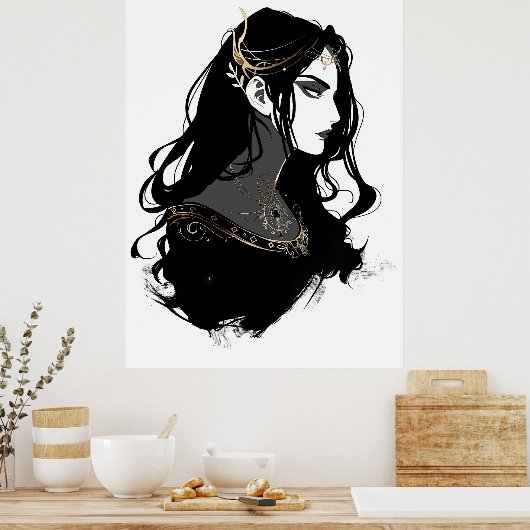 ブラックラブラドールレトリエバーシルエットポスター ポスター (キッチン)