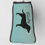 ブラックラブラドールレトリエバーシルエット名前をカスタムする ゴルフヘッドカバー (回転90)