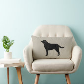ブラックラブラドールレトリエバーシルエット装飾 ランバークッション (椅子)