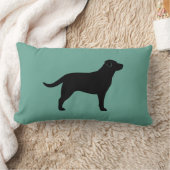 ブラックラブラドールレトリエバーシルエット装飾 ランバークッション (ブランケット)