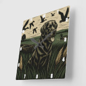 ブラックラブラドールレトリエバーダック狩り スクエア壁時計 (傾斜)