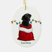 ブラックラブラドールレトリエバードグインホリデー抱き枕 セラミックオーナメント (裏面)