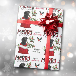 ブラックラブラドールレトリエバードッグinクリスマス抱き枕 ラッピングペーパー