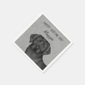 ブラックラブラドールレトリエバーハッピーゴッチャデイグレー スタンダードカクテルナプキン (角)