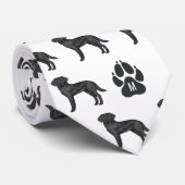 ブラックラブラドールレトリエバーパターンカスタムモノグラム ネクタイ (ロール)