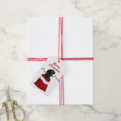 ブラックラブラドールレトリエバーパピーインサンタバッグ ギフトタグ (より糸付き)