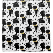 ブラックラブラドールレトリエバーパピーズ シャワーカーテン (正面)