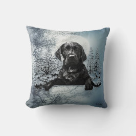 ブラックラブラドールレトリエバーパピーTシャツスローピル クッション