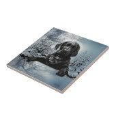 ブラックラブラドールレトリエバーパピーTシャツスローピル タイル (側面)