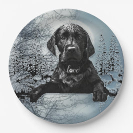 ブラックラブラドールレトリエバーパピーTシャツスローピル ペーパープレート