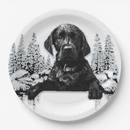 ブラックラブラドールレトリエバーパピーTシャツスローピル ペーパープレート