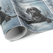 ブラックラブラドールレトリエバーパピーTシャツスローピル ラッピングペーパー (ロールコーナー)