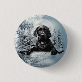 ブラックラブラドールレトリエバーパピーTシャツスローピル 缶バッジ