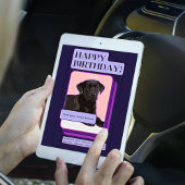 ブラックラブラドールレトリエバーパープルハッピーバースデー カード