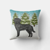 ブラックラブラドールレトリエバーブルースノーウィーウィンターフォレスト クッション (裏面)