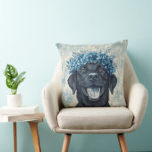 ブラックラブラドールレトリエバーブルーフローラ クッション (椅子)