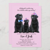 ブラックラブラドールレトリエバーベビーシャワー招待状 案内状 (正面/裏面)