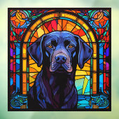 ブラックラブラドールレトリエバーペットフェイクステンドグラス ウィンドウサイン (シート3)