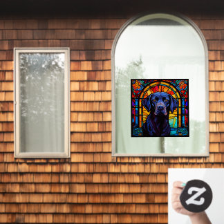 ブラックラブラドールレトリエバーペットフェイクステンドグラス ウィンドウサイン