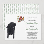 ブラックラブラドールレトリエバーホリデイ（鳥）ショウジョウコウカンチョウドッグ 招待状 (正面/裏面)