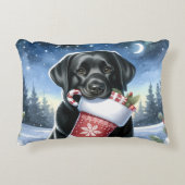 ブラックラブラドールレトリエバーホリデーパピードッグ アクセントクッション (正面)