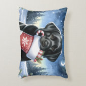 ブラックラブラドールレトリエバーホリデーパピードッグ アクセントクッション (正面(垂直))