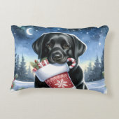 ブラックラブラドールレトリエバーホリデーパピードッグ アクセントクッション (裏面)