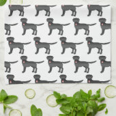 ブラックラブラドールレトリエバーマンガードッグパターン キッチンタオル (折り畳み)