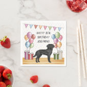 ブラックラブラドールレトリエバーラボドッグカラフル誕生日 スタンダードカクテルナプキン (インサイチュ)