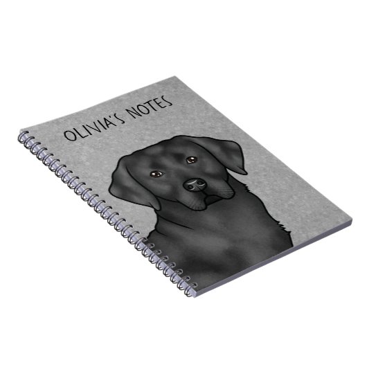 ブラックラブラドールレトリエバーラボドッグ名前をカスタムするグレー ノートブック (右側)