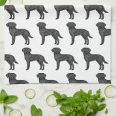 ブラックラブラドールレトリバーかわいい漫画の犬のパターン キッチンタオル (折り畳み)