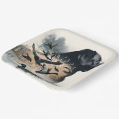 ブラックラブラドールレトリバーとアヒル ペーパープレート (傾斜あり)