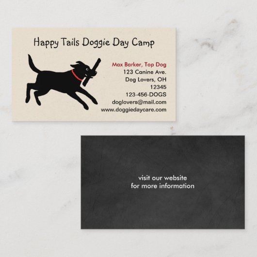 ブラックラブラドールレトリバーとスティック 名刺 (正面/裏面)